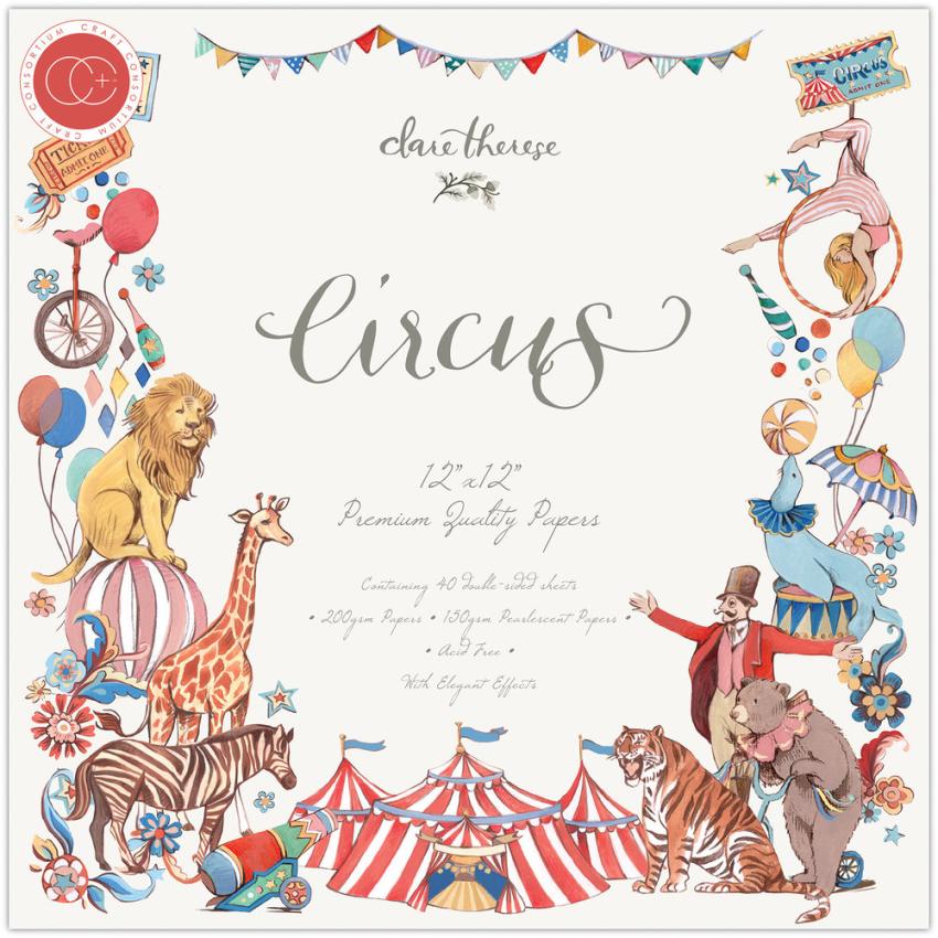 Craft Consortium - Designpapier "Circus" Paper Pad 12x12 Inch - 40 Bogen