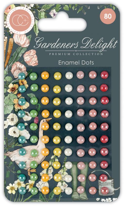 Craft Consortium - Enamel Dots " Gardeners Delight " 80 Klebesteine 