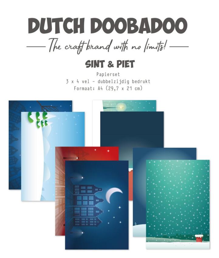 Dutch Doobadoo - Designpapier "Sint en Piet" Paper Pack 29,7x21cm - 12 Bogen