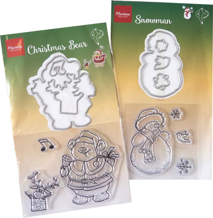 Marianne Design - Stempel & Stanzschbalone "Assorti Bear & Snowman" Clear Stamps & Dies