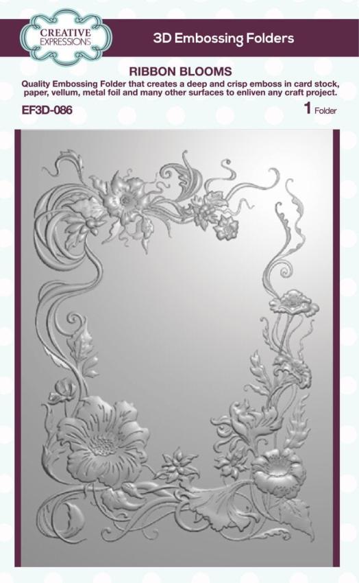 Creative Expressions - 3D Embossingfolder 12,7x17,8 Inch "Ribbon Blooms" Prägefolder