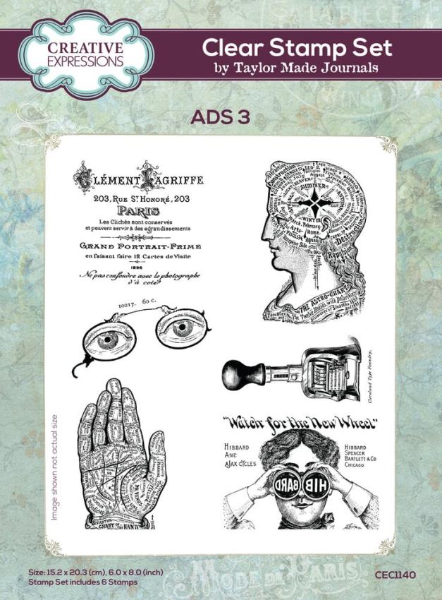 Creative Expressions - Stempelset "Ads 3" Clear Stamps 6x8 Inch Design by Taylor Made Journals