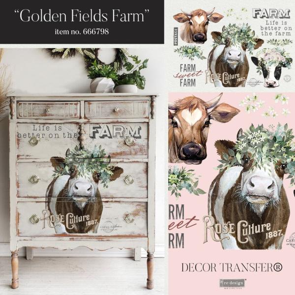 Re-Design with Prima - Transfer Aufkleber 24x35 Inch "Golden Fields Farm" Decor Transfer 2 Bogen 