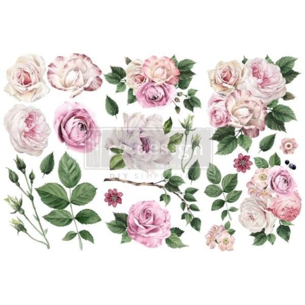 Re-Design with Prima - Transfer Aufkleber 6x12 Inch "Delicate Roses" Decor Transfer 3 Bogen 