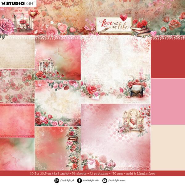 Studio Light - Designpapier "Love of My Life Backgrounds " Paper Pack 20,3x20,3 cm - 36 Bogen