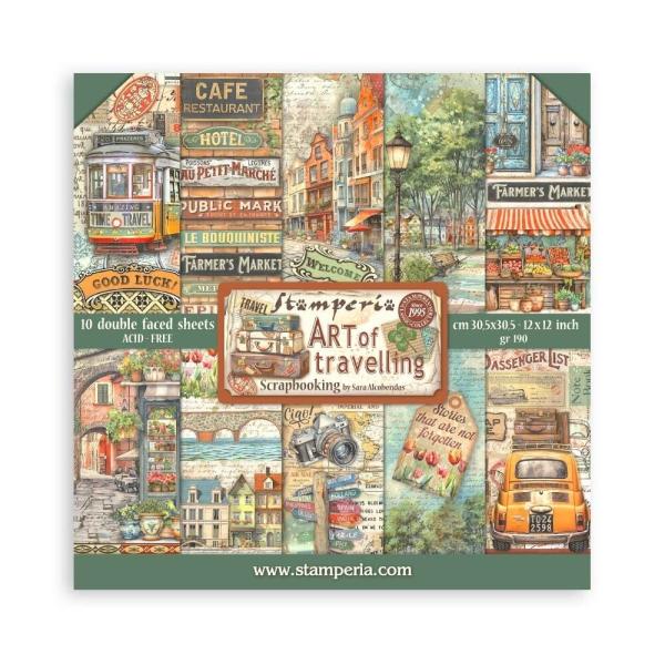 Stamperia - Designpapier "Art of Travelling" Paper Pack 12x12 Inch - 10 Bogen