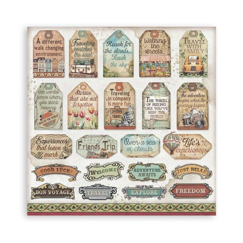 Stamperia - Designpapier "Art of Travelling" Paper Pack 12x12 Inch - 10 Bogen