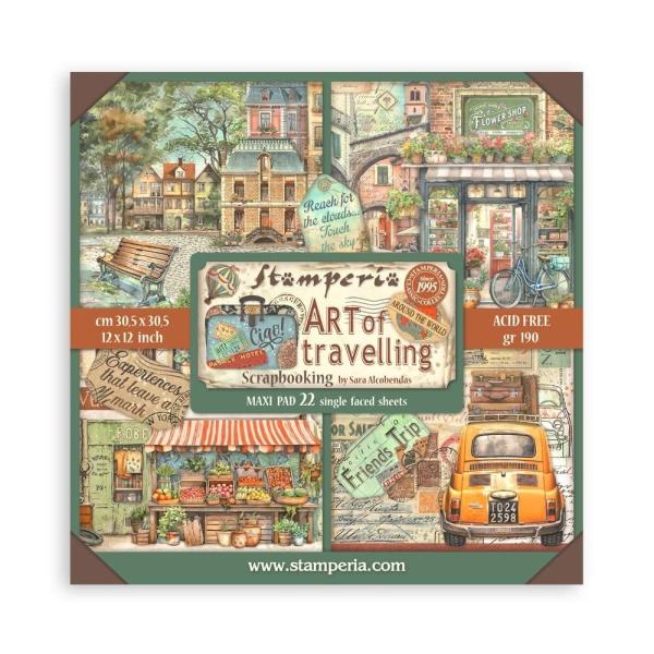 Stamperia - Designpapier "Art of Travelling" Maxi Paper Pack 12x12 Inch - 10 Bogen