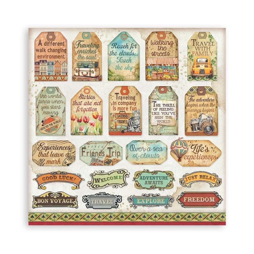 Stamperia - Designpapier "Art of Travelling" Paper Pack 8x8 Inch - 10 Bogen