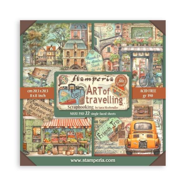 Stamperia - Designpapier "Art of Travelling" Maxi Paper Pack 8x8 Inch - 22 Bogen