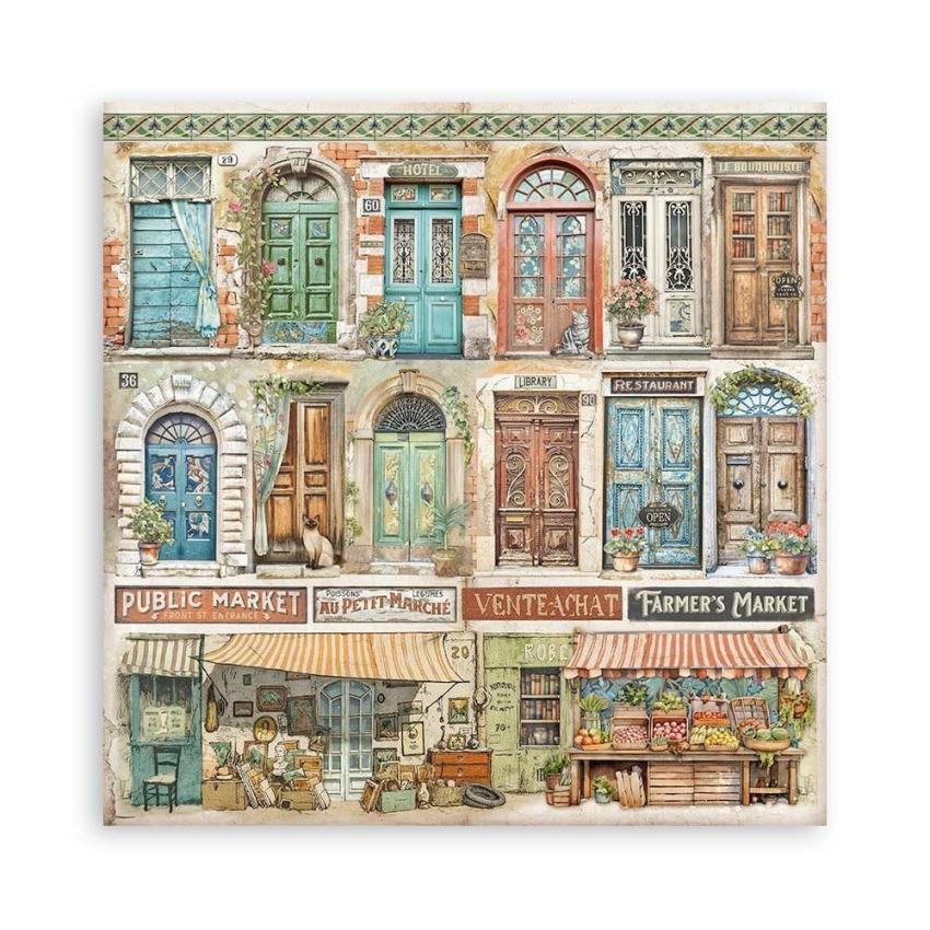 Stamperia - Designpapier "Art of Travelling" Maxi Paper Pack 8x8 Inch - 22 Bogen