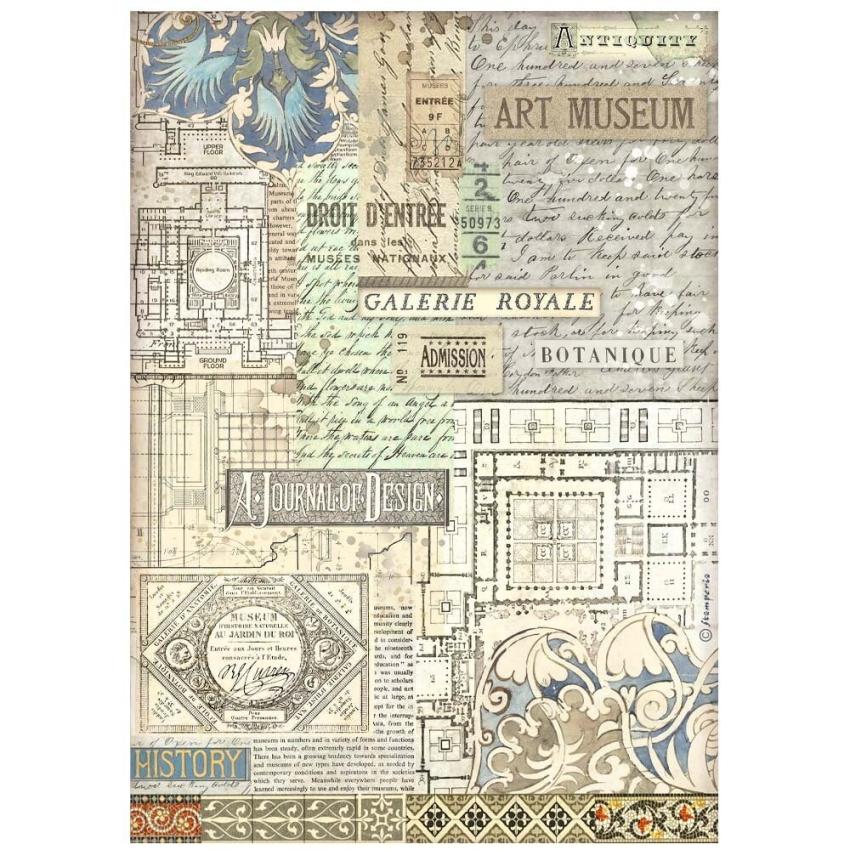 Stamperia - Decopatch Papier "Museum Background" Decoupage A4 - 6 Bogen  