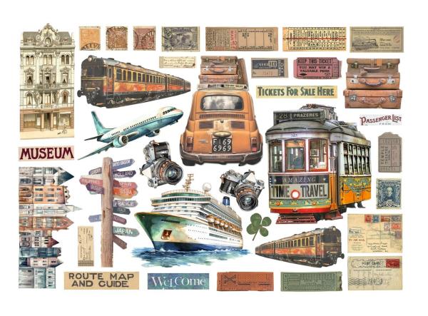 Stamperia - Stanzteile "Art of Travelling" Die Cuts Ephemera