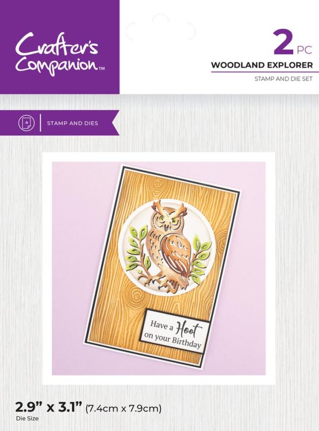 Crafters Companion - Stempelset & Stanzschablone "Woodland Explorer" Stamp & Dies