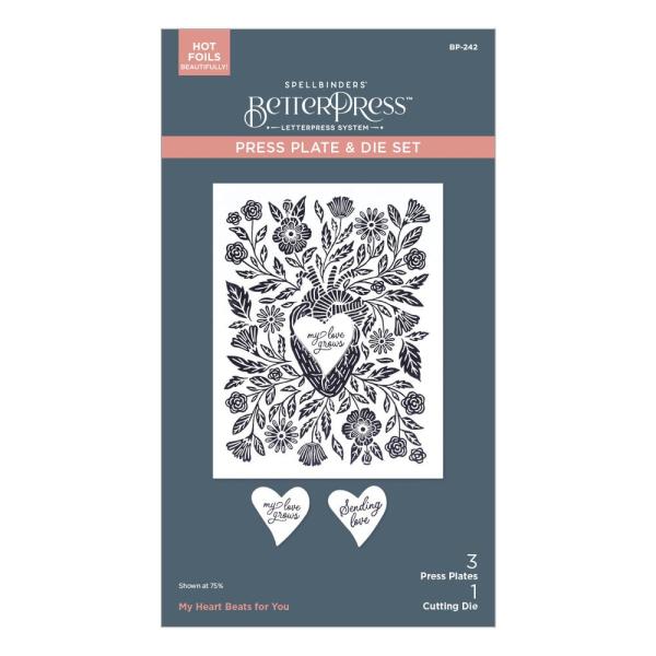 Spellbinders - Buchdrucktechnik "My Heart Beats for You" BetterPress Plate & Dies