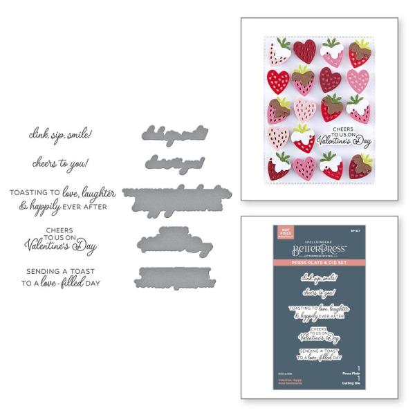 Spellbinders - Buchdrucktechnik "Valentine Happy Hour Sentiments" BetterPress Plate & Dies