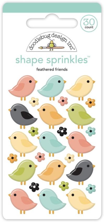 Doodlebug Design - Epoxy Sticker "Farmhouse Feathered Friends" Shape Sprinkles