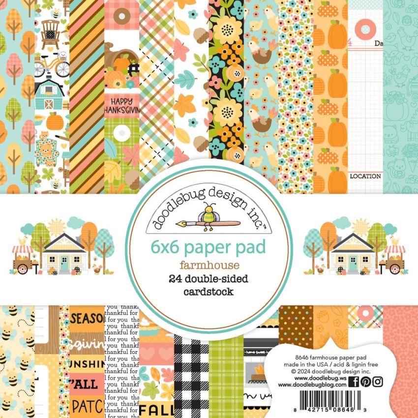 Doodlebug Design - Designpapier "Farmhouse" Paper Pack 6x6 Inch - 24 Bogen