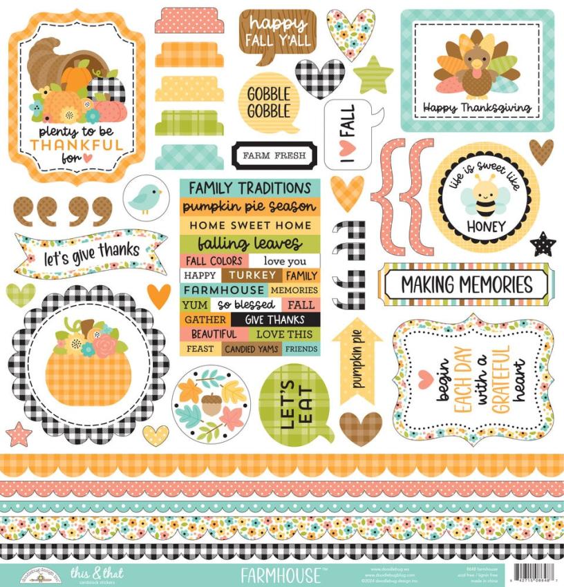 Doodlebug Design - Designpapier  "Farmhouse " Paper Pack 12x12 Inch - 12 Bogen