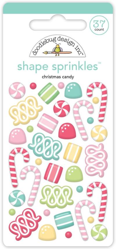 Doodlebug Design - Epoxy Sticker "Tinsel Time Christmas Candy" Shape Sprinkles