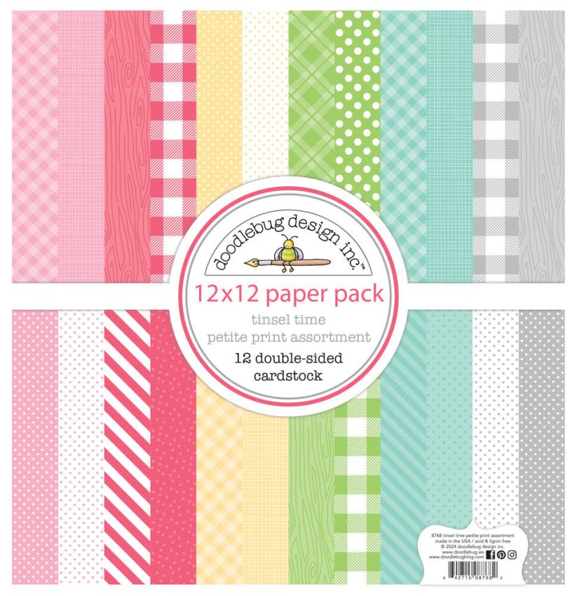 Doodlebug Design - Designpapier  "Tinsel Time " Paper Pack 12x12 Inch - 12 Bogen