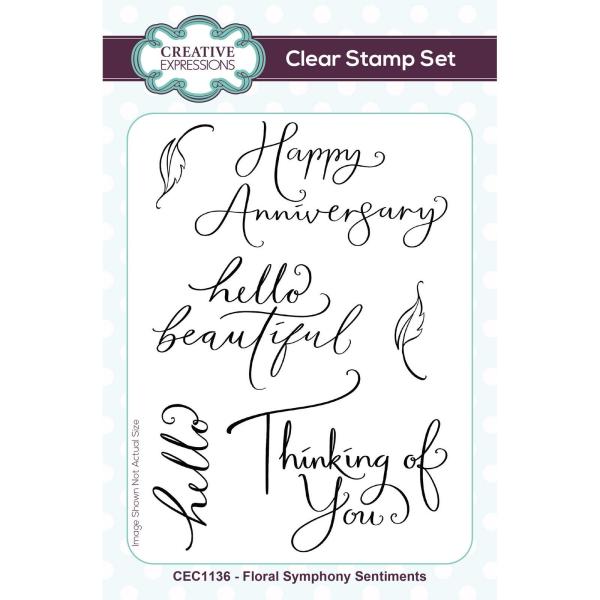 Creative Expressions - Stempelset "Floral Symphony Sentiments" Clear Stamps 10,2x15,2cm