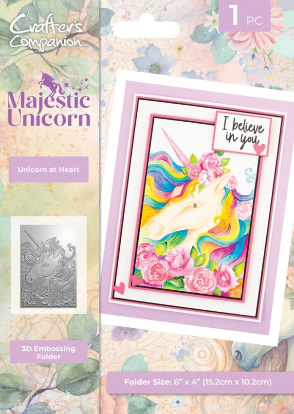 Crafters Companion - Prägefolder "Unicorn at Heart" 3D Embossingfolder