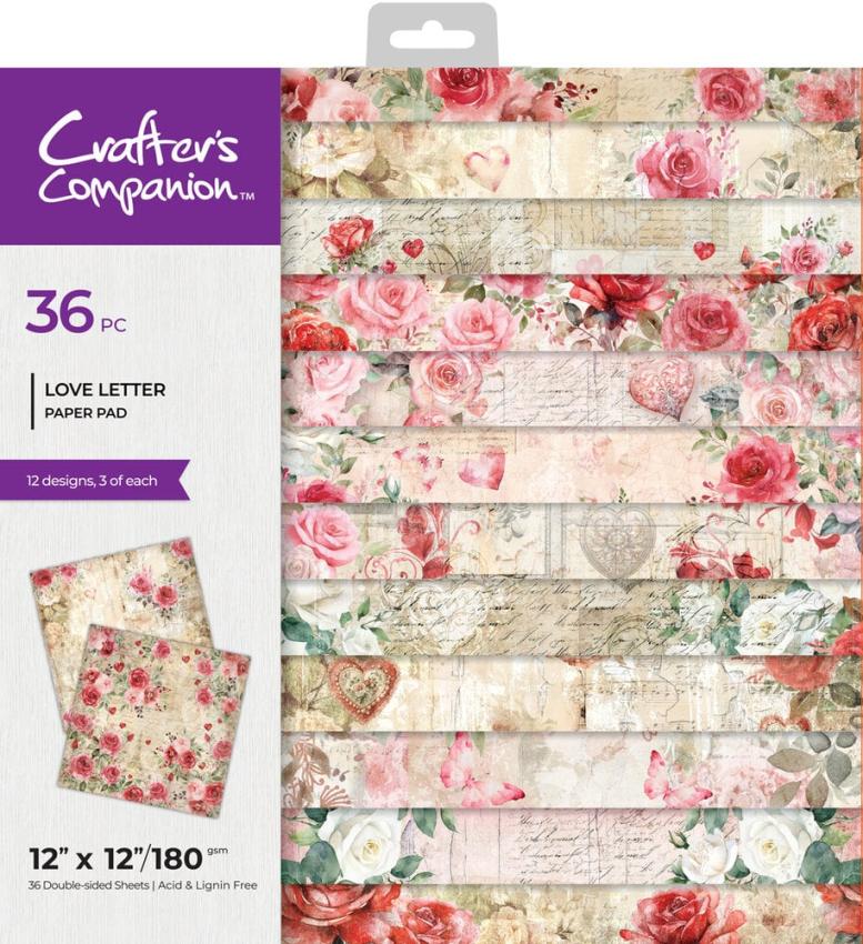 Crafters Companion - Designpapier "From the Heart" Paper Pack 6x6 Inch - 36 Bogen