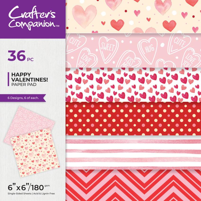 Crafters Companion - Designpapier "Happy Valentines!" Paper Pack 6x6 Inch - 36 Bogen