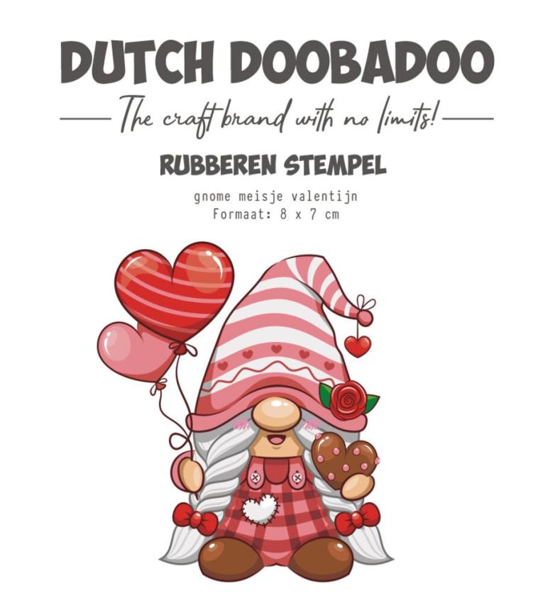 Dutch Doobadoo - Gummistempel "Gnome Meisje Valentijn" Rubber Stamp 8x7cm