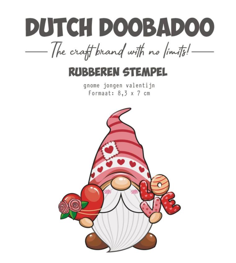 Dutch Doobadoo - Gummistempel "Gnome Jongen Valentijn" Rubber Stamp 8,3x7cm