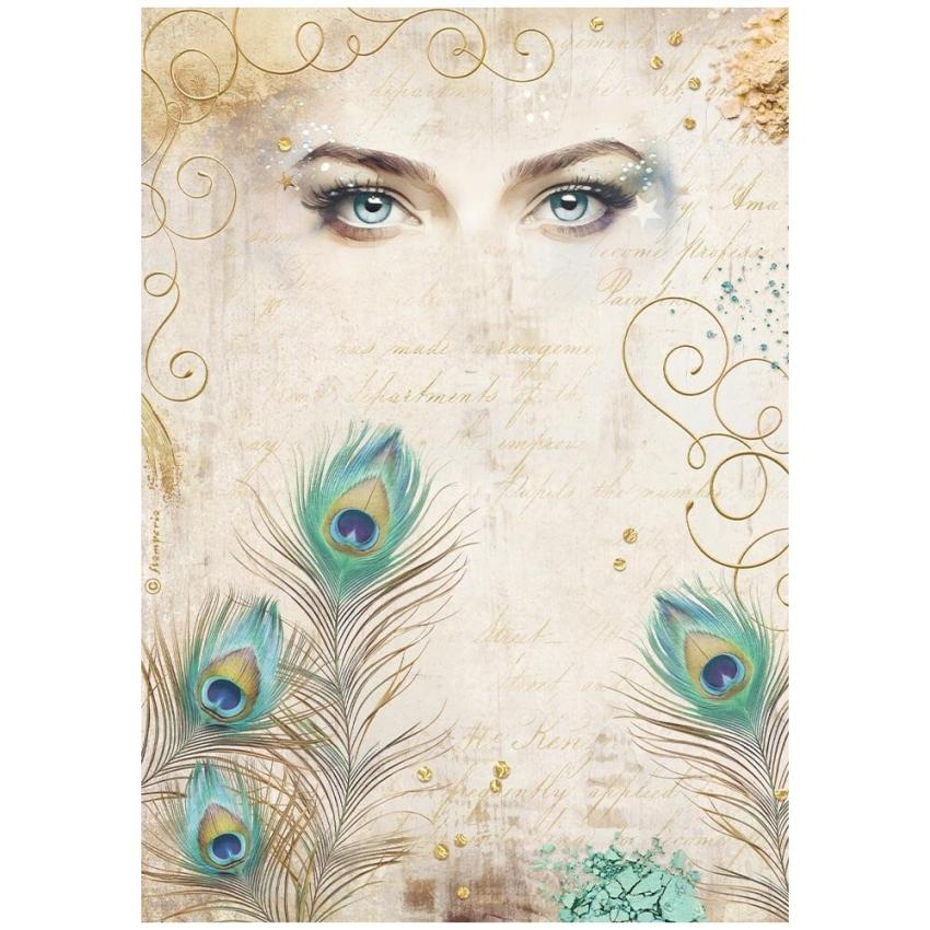 Stamperia - Decopatch Papier "Eyes And Feathers" Decoupage A4 - 6 Bogen  