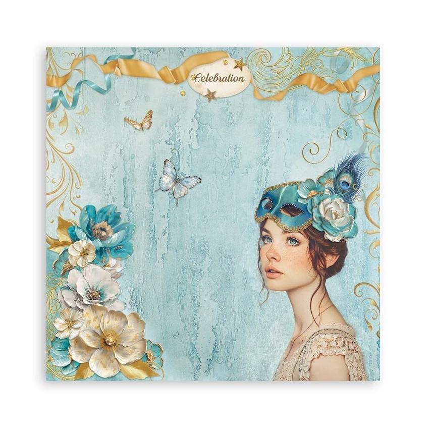 Stamperia - Designpapier "Masquerade" Maxi Paper Pack 8x8 Inch - 22 Bogen