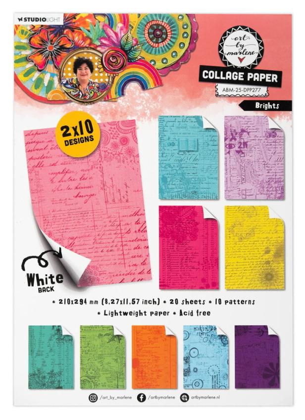 Art By Marlene - Designpapier "Collage Brights" Paper Pack A4 - 20 Bogen