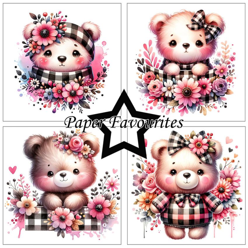 Paper Favourites - Designpapier "Bear With Flowers" Paper Pack 6x6 Inch - 24 Bogen