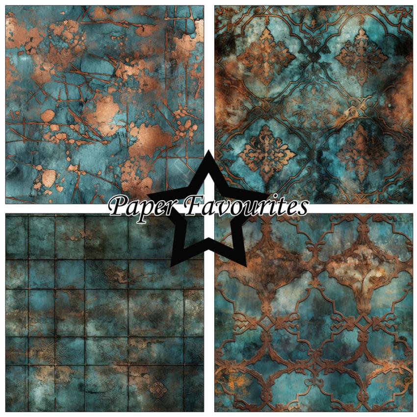 Paper Favourites - Designpapier "Copper And Blue" Paper Pack 12x12 Inch 8 Bogen