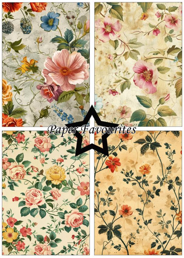 Paper Favourites - Designpapier "Vintage Flowers" Paper Pack A5 - 24 Bogen