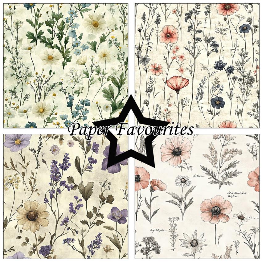 Paper Favourites - Designpapier "Wild Flower" Paper Pack 12x12 Inch 8 Bogen