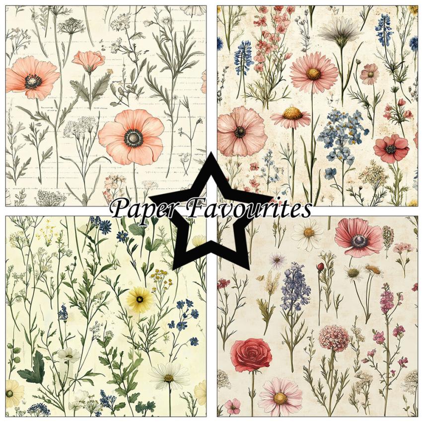 Paper Favourites - Designpapier "Wild Flower" Paper Pack 12x12 Inch 8 Bogen