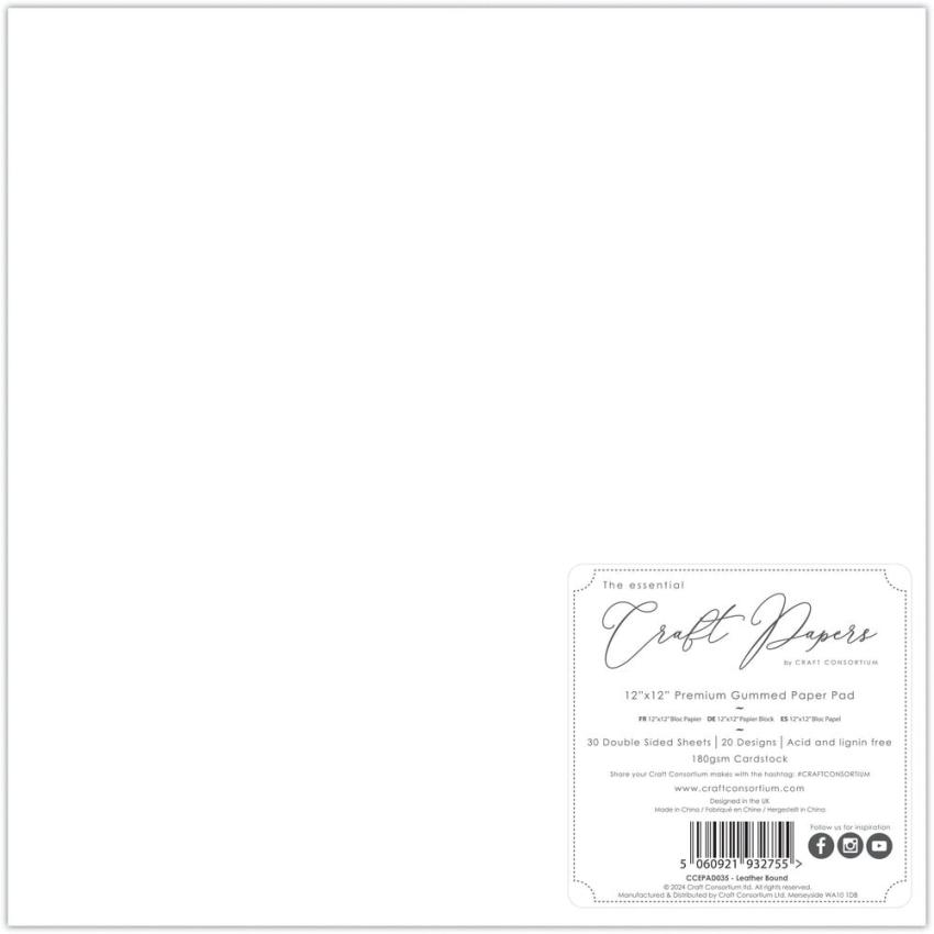 Craft Consortium - Designpapier "Leather Bound" Paper Pad 12x12 Inch - 30 Bogen