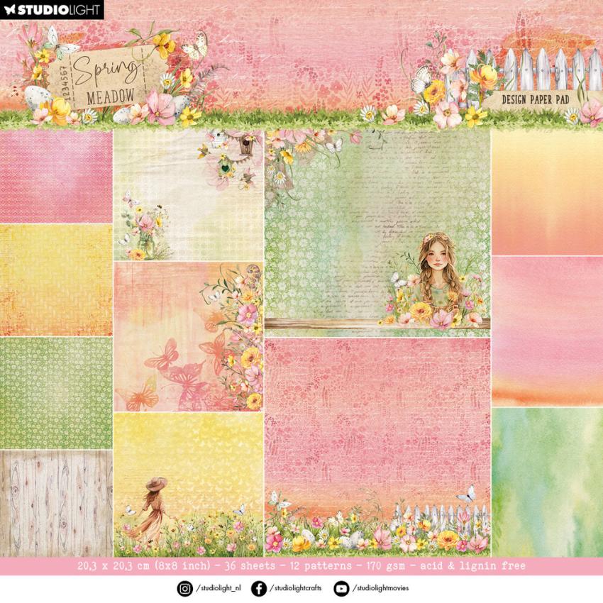 Studio Light - Designpapier "Spring Meadow" Paper Pack 8x8 Inch - 36 Bogen