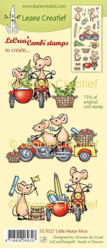 Leane Creatief - Stempelset "Little Motor Mice" LeCrea Combi Clear Stamps