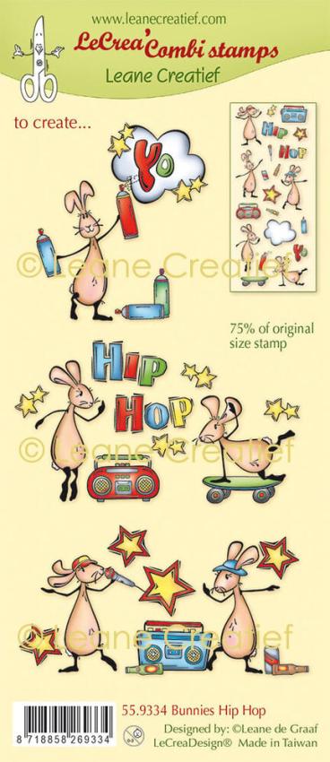 Leane Creatief - Stempelset "Bunnies Hip Hop" LeCrea Combi Clear Stamps