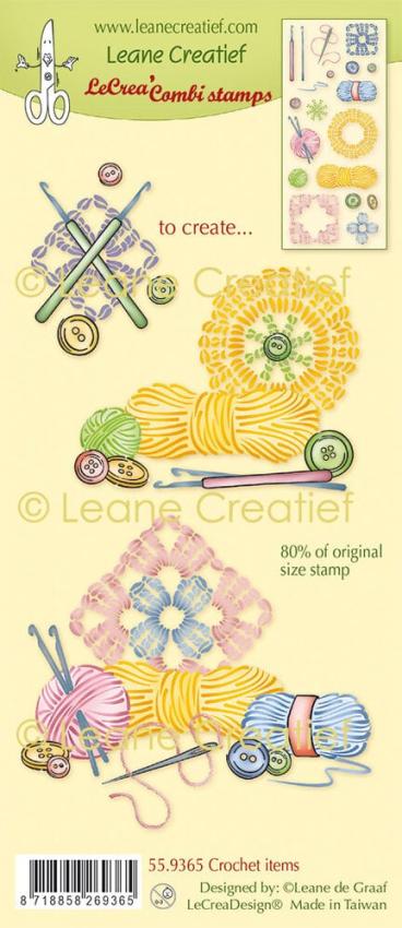 Leane Creatief - Stempelset "Crochet Items" LeCrea Combi Clear Stamps