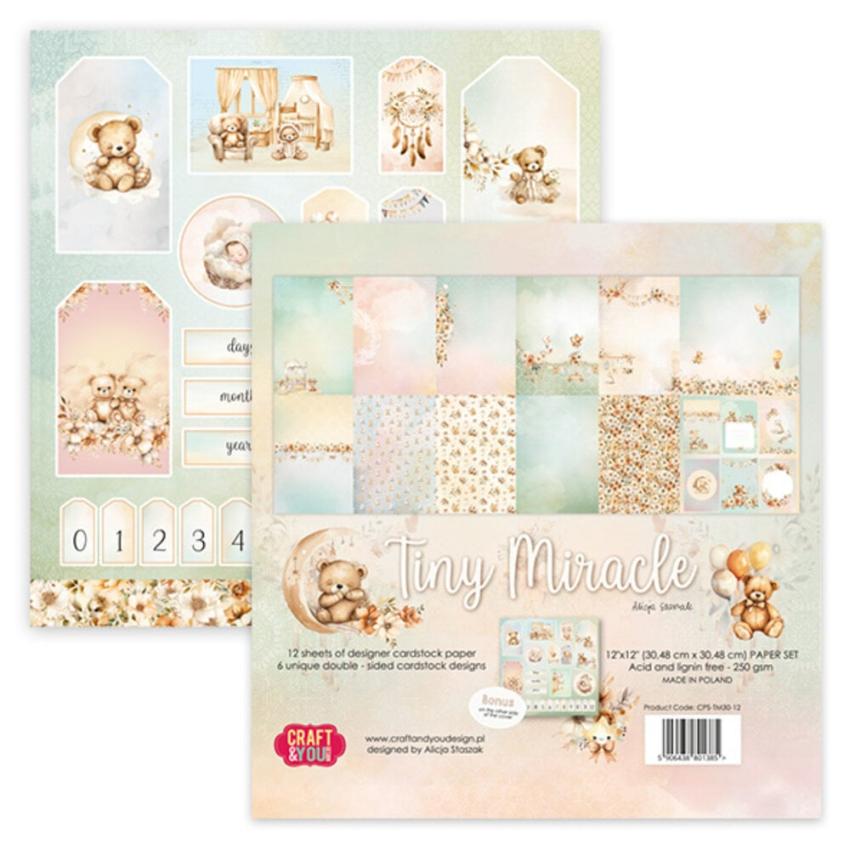 Craft & You Design - Designpapier "Tiny Miracles" Paper Pad 12x12 Inch - 12 Bogen