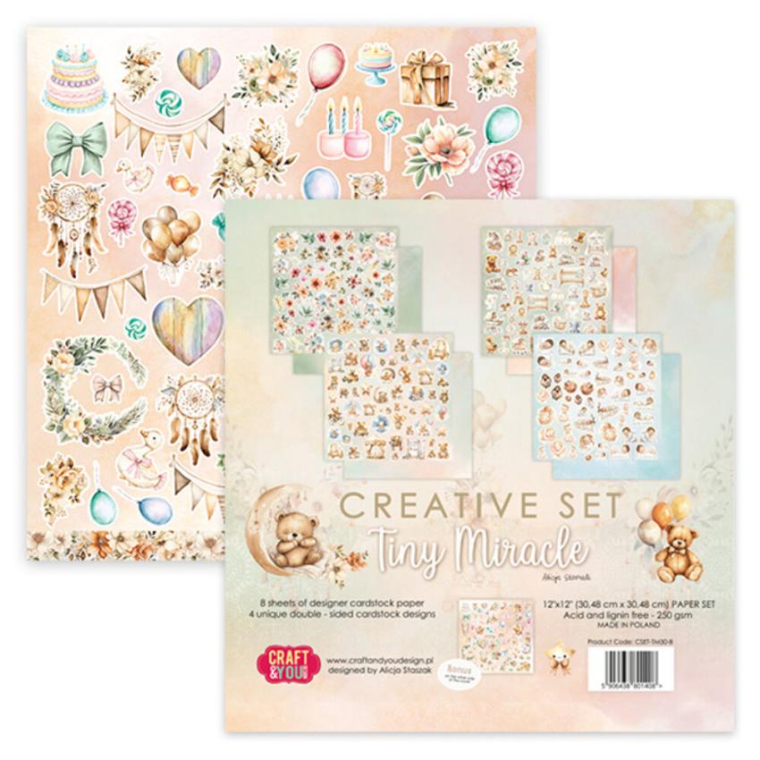 Craft & You Design - Designpapier "Tiny Miracles" Creative Set 12x12 Inch - 8 Bogen