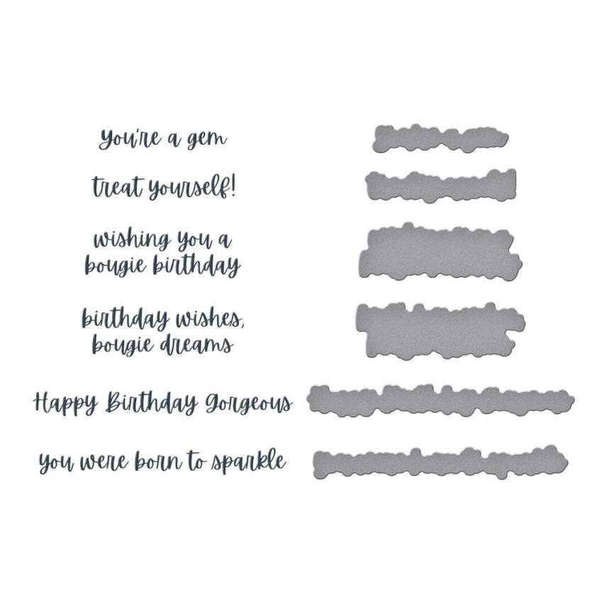 Spellbinders - Buchdrucktechnik "Bougie Birthday Sentiments" BetterPress Plate & Dies