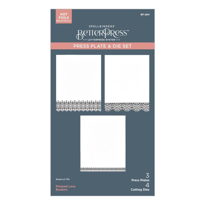 Spellbinders - Buchdrucktechnik "Pressed Lace Borders" BetterPress Plate & Dies