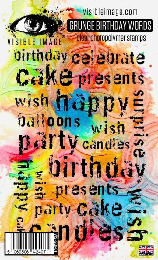 Visible Image - Stempel A6 "Grunge Birthday Words" Clear Stamps