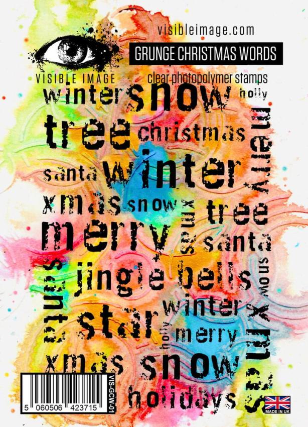 Visible Image - Stempel A6 "Grunge Christmas Words" Clear Stamps